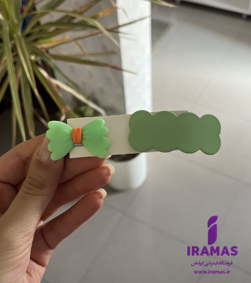 پک گیره مو 2 عددی عروسکی طرح پاپیون سبز - ایراماس