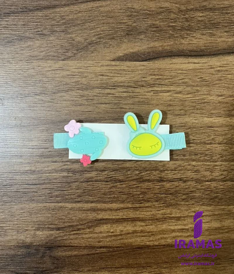 پک گیره مو 2 عددی عروسکی طرح قورباغه و خرگوش سبز - ایراماس