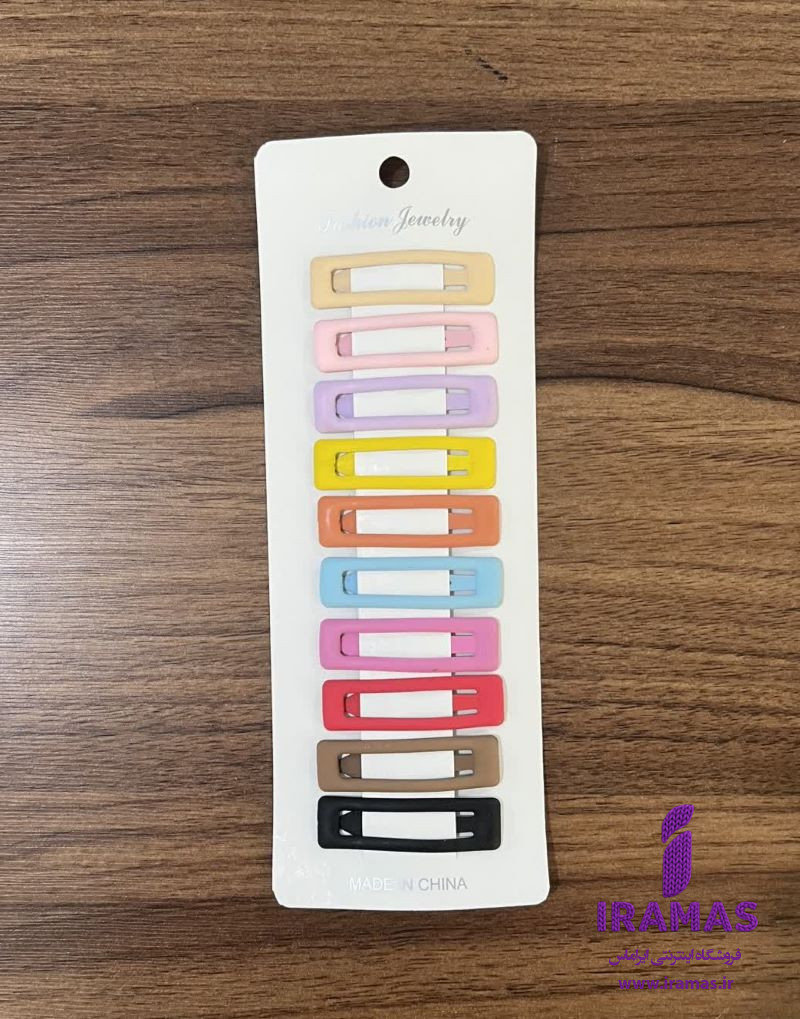 پک گیره مو زنانه تق تقی سایز کوچک مستطیلی مات 10 عددی - ایراماس