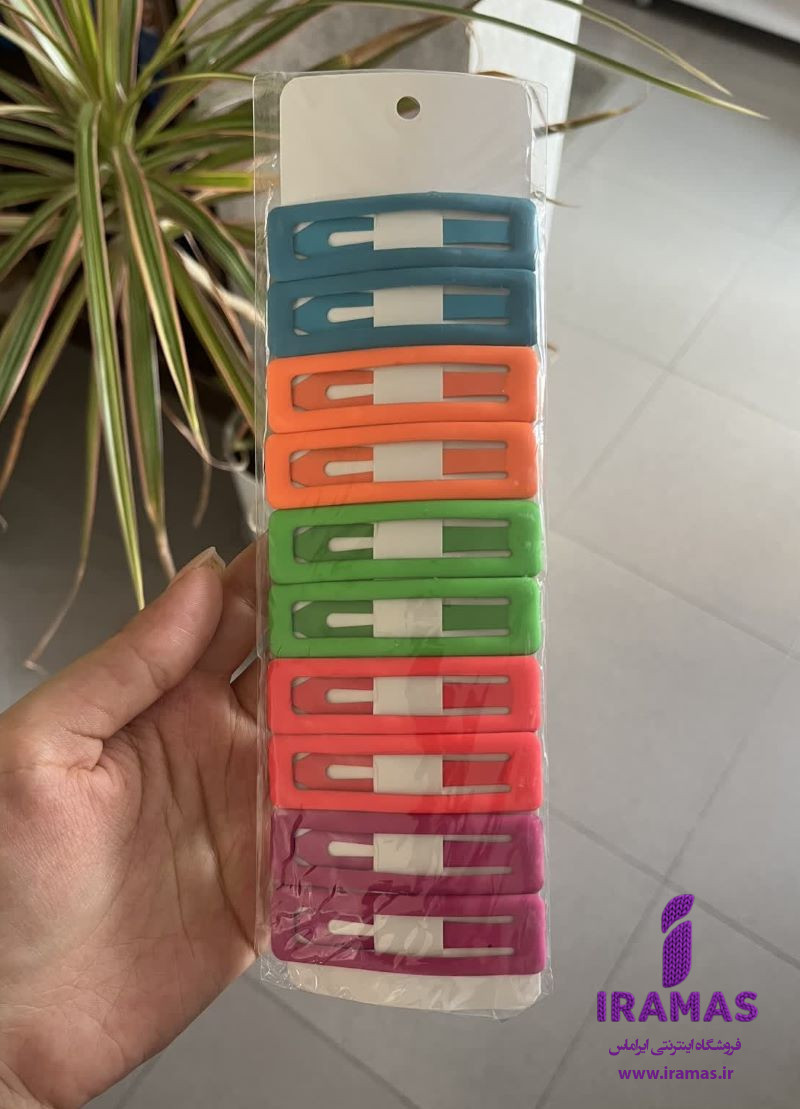 پک گیره زنانه تق تقی سایز بزرگ مات شبرنگی 10 عددی - ایراماس