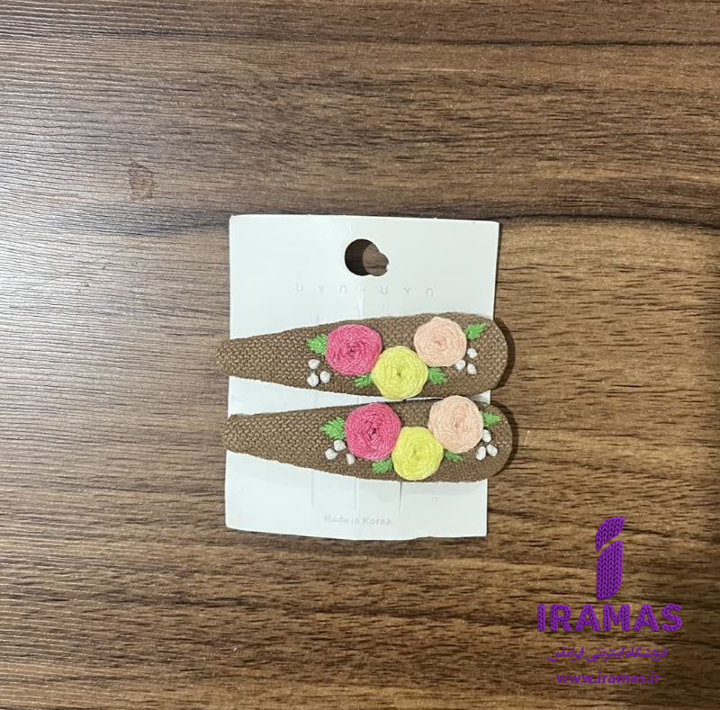 پک گیره مو 2 عددی تق تقی گلدوزی طرح رز - ایراماس