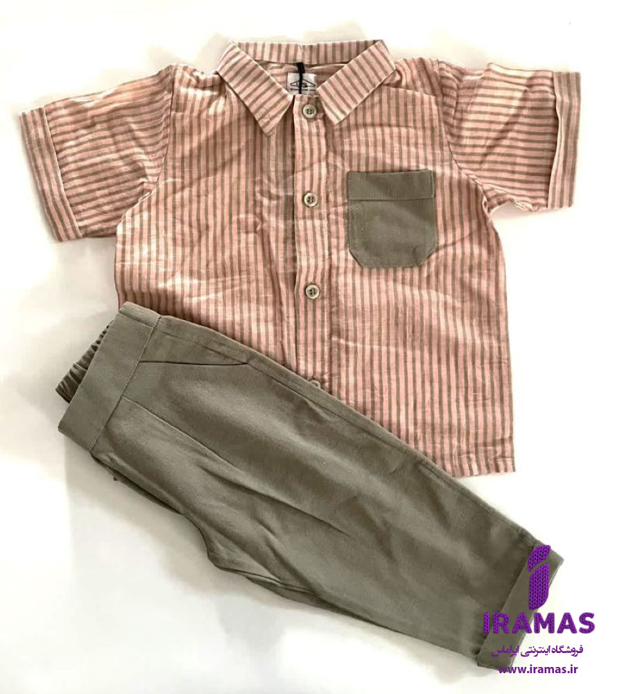 ست تیشرت و شلوار بچگانه طوسی و صورتی - ایراماس