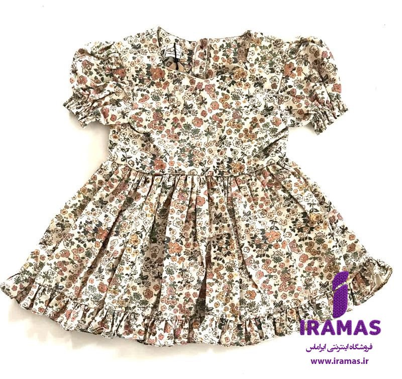 پبراهن بچگانه گل گلی چین دار - ایراماس