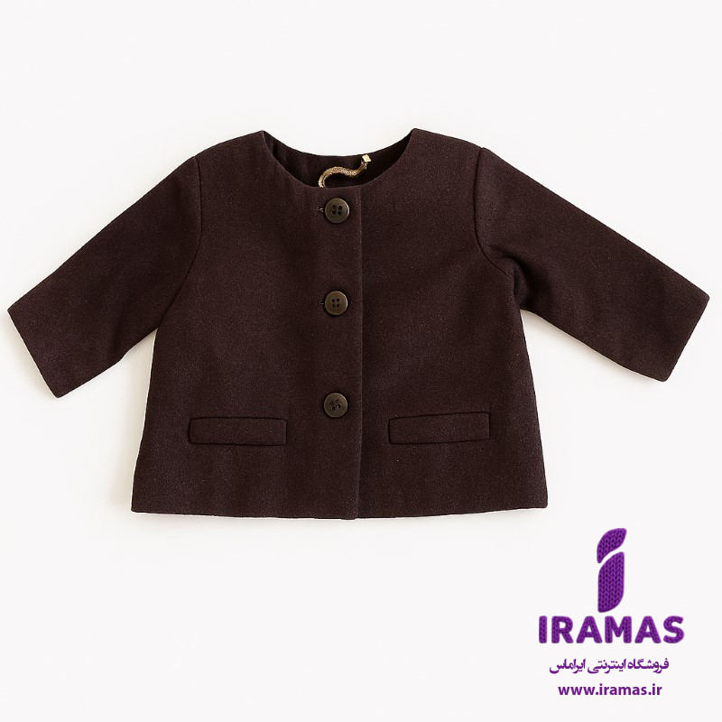 کت بچگانه پشمی دخترانه پاییزه رنگ بادمجانی - ایراماس 