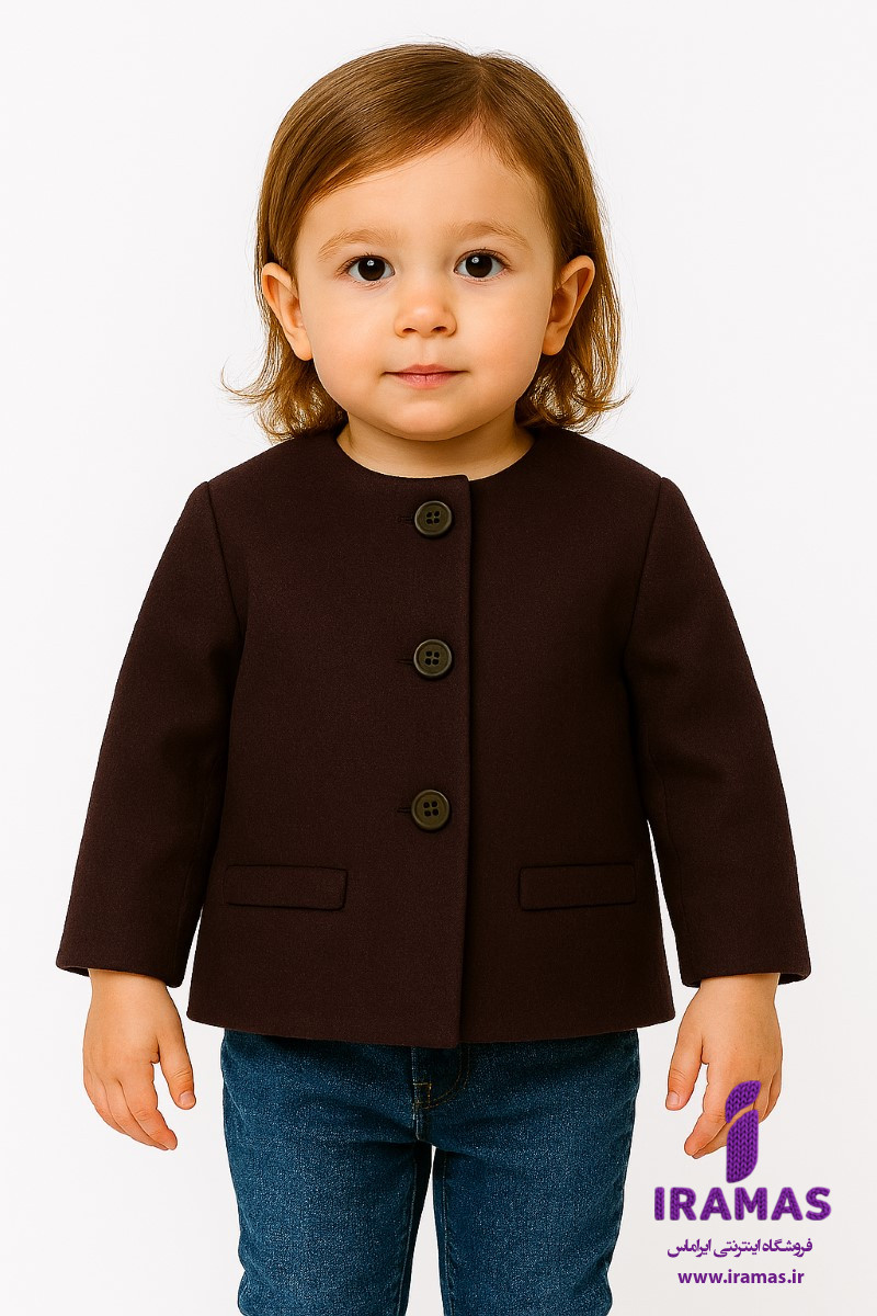 کت بچگانه پشمی دخترانه پاییزه رنگ بادمجانی - ایراماس