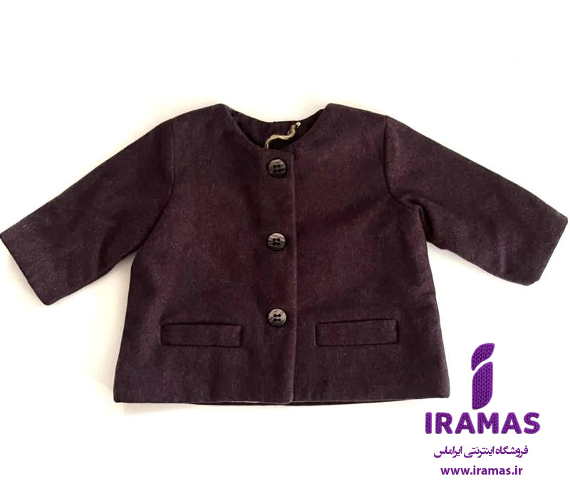 کت بچگانه پشمی دخترانه پاییزه رنگ بادمجانی - ایراماس