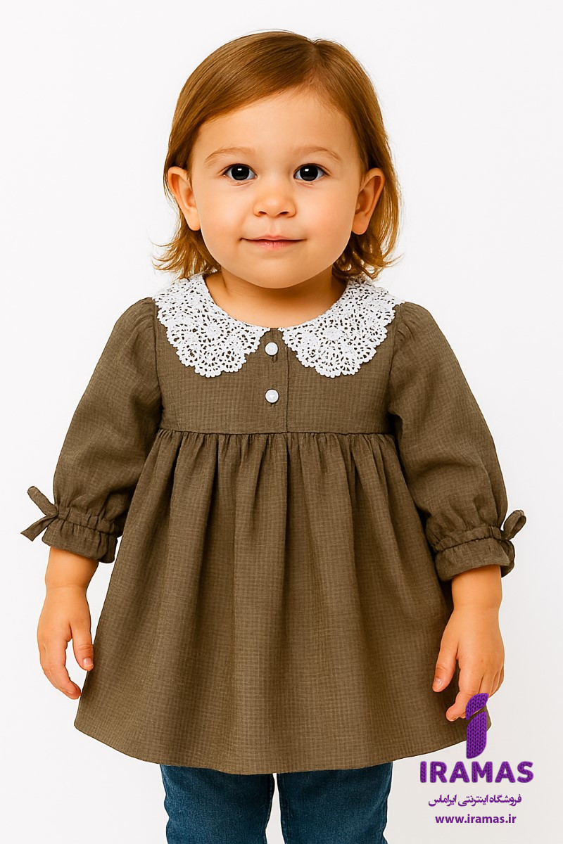 پیراهن بچگانه پاییزه رنگ قهوه ای - ایراماس