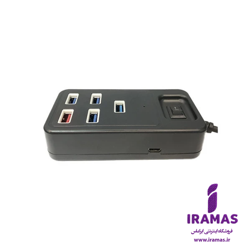 هاب 5 پورت 03 کلید دار سیم 1.20 آداپتور خور - ایراماس