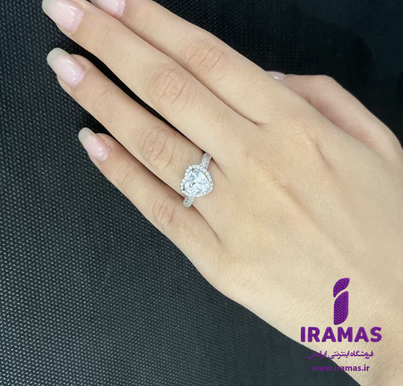 انگشتر دخترانه قلبی نگین نقره ای - ایراماس