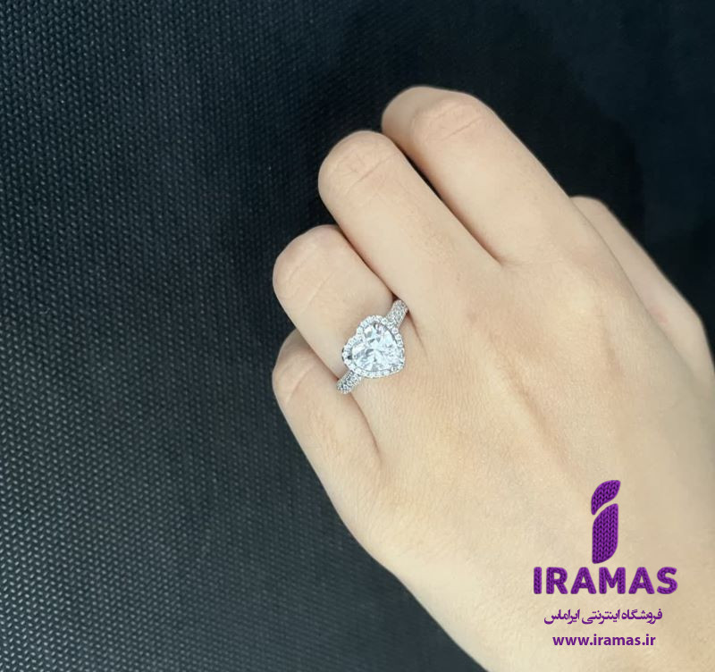 انگشتر دخترانه قلبی نگین نقره ای - ایراماس