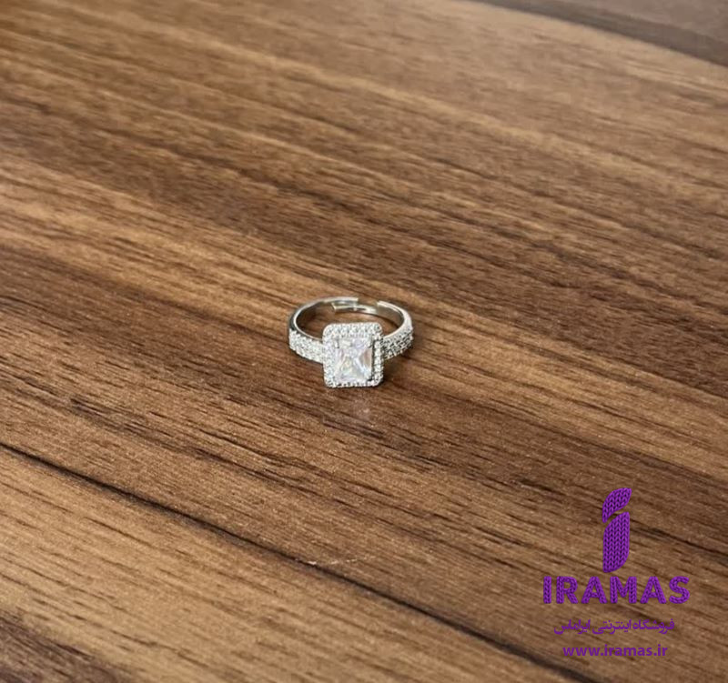 انگشتر دخترانه نگین مربعی - ایراماس