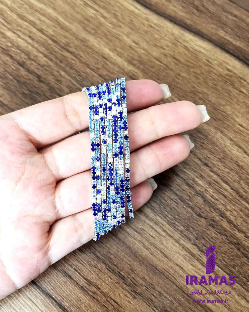 دستبند تنیسی کشی نگین دار آبی - ایراماس
