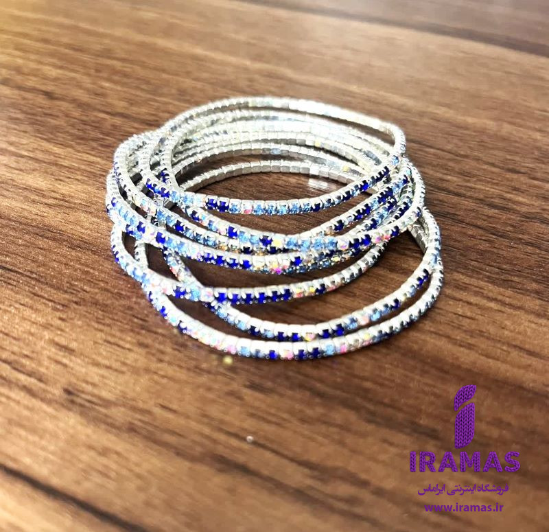 دستبند تنیسی کشی نگین دار آبی - ایراماس