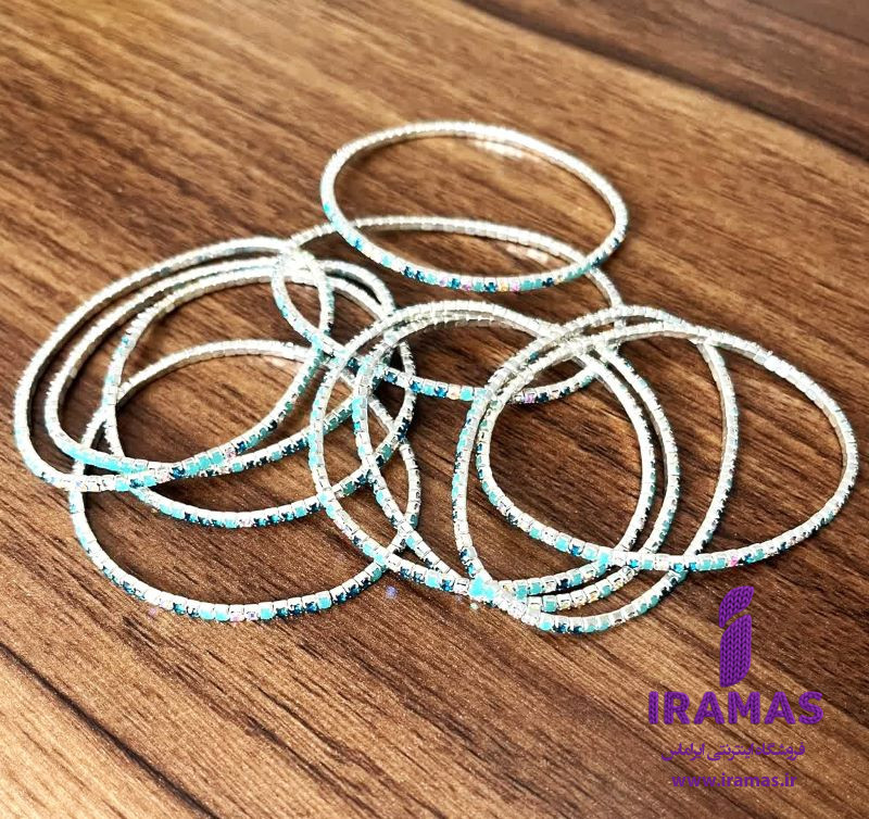 دستبند تنیسی کشی نگین دار سبز فیروزه ای - ایراماس