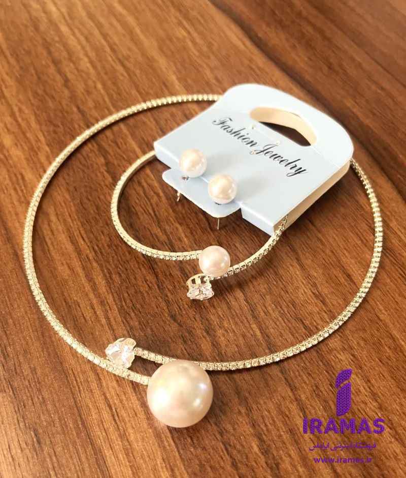ست تنیسی گردنبند، دستبند و گوشواره مرواریدی - ایراماس