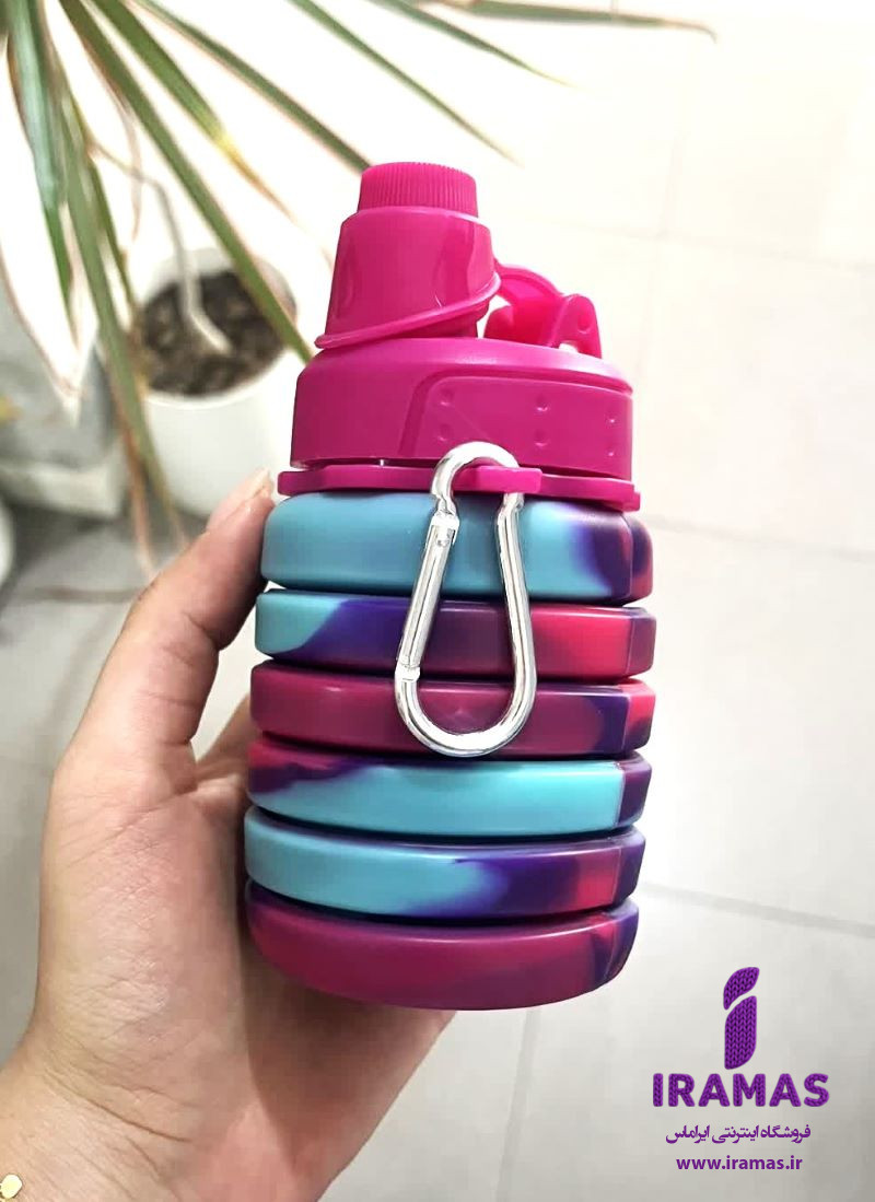 قمقمه سیلیکونی تاشو 0.5 لیتری رنگ سرخابی - ایراماس