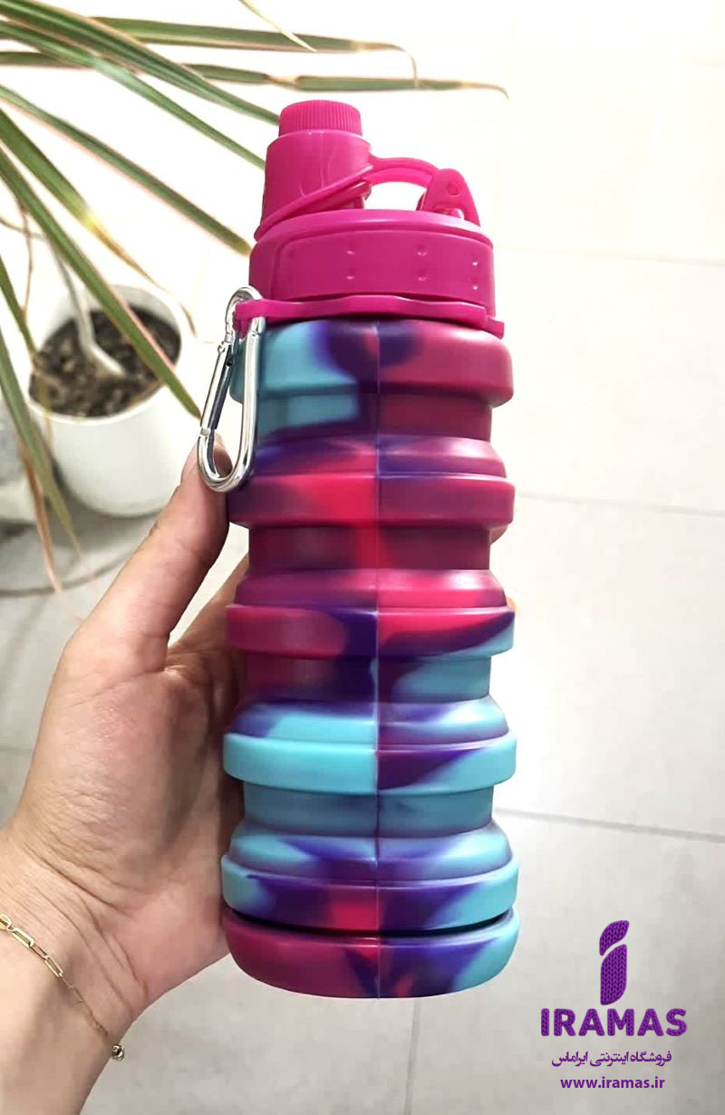 قمقمه سیلیکونی تاشو 0.5 لیتری رنگ سرخابی - ایراماس