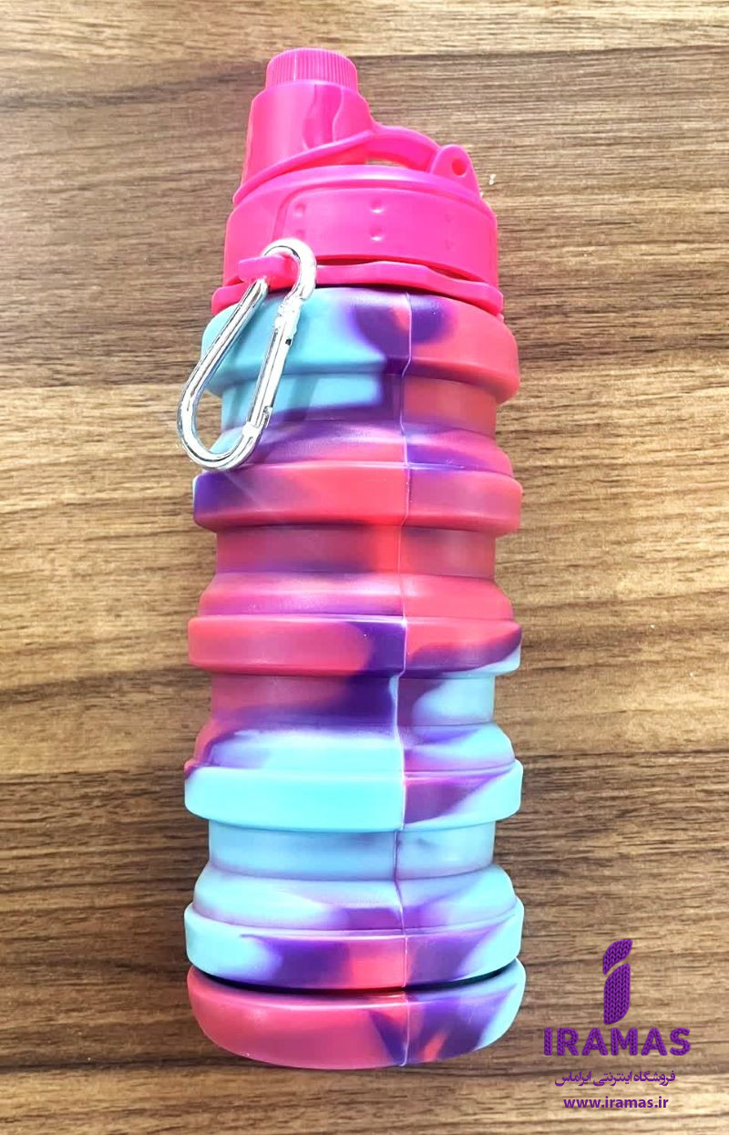 قمقمه سیلیکونی تاشو 0.5 لیتری رنگ سرخابی - ایراماس