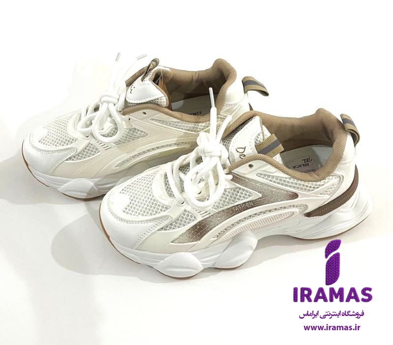 کفش کتونی زنانه و دخترانه سفید کرم - ایراماس