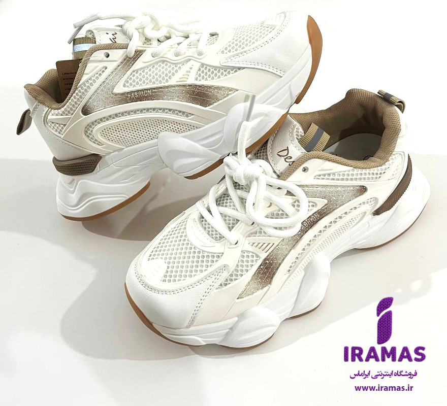 کفش کتونی زنانه و دخترانه سفید کرم - ایراماس
