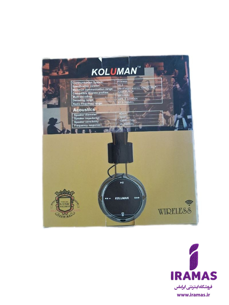 هدفون بی سیم کلومن مدل K2 رنگ کرم - ایراماس