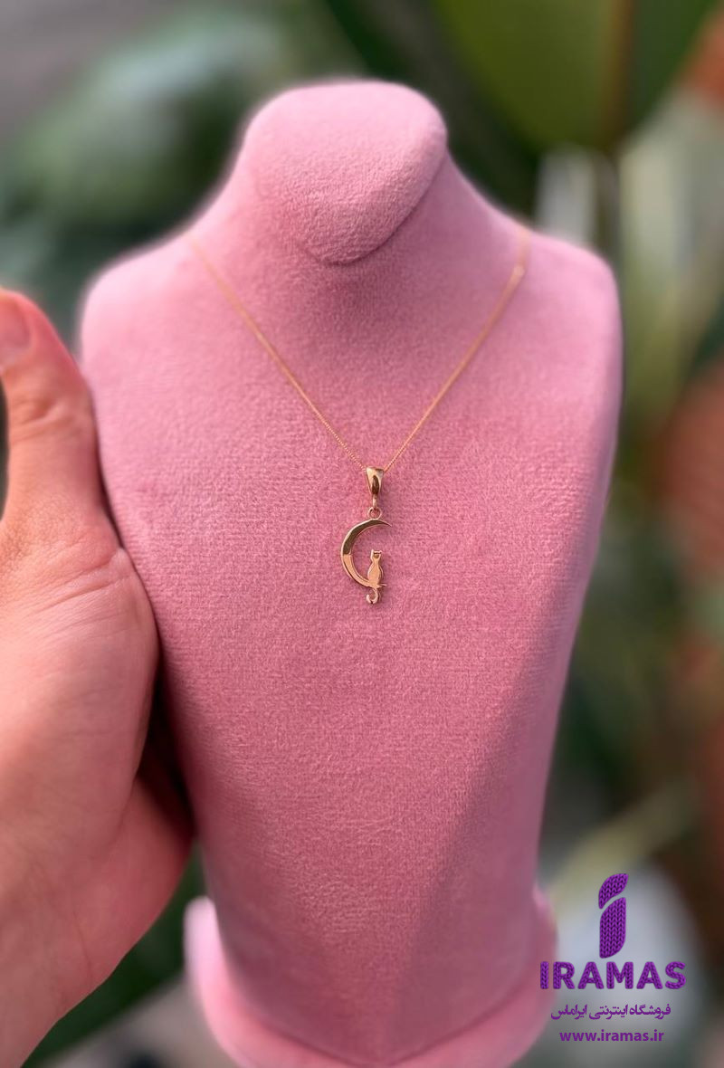پلاک طلا مدل ماه و گربه - ایراماس 